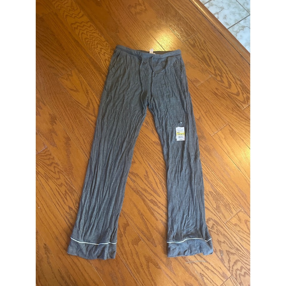 Auden Women Gray Cozy Ribbed Pajama Pants Small NWT Pockets Drawstring Lounge